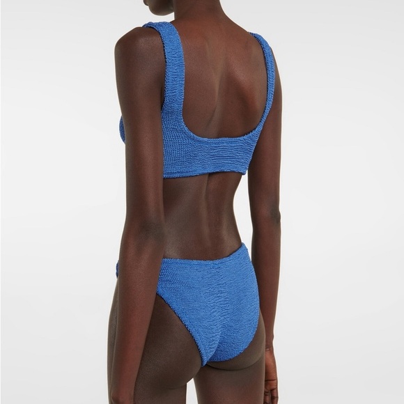 New Hunza G Bikini Set Metallic Denim Blue Juno Crinkle Stretchy One Size Xandra - Picture 6 of 15